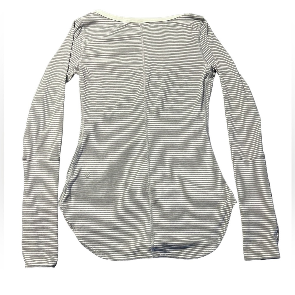 Lululemon Awesoma Henley Hyper Stripe Heathered Slate Ghost Size 4 - Picture 4 of 8